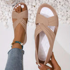 Delphine | Low Heel Silver Pink Metallic Sandals Summer Slip-On — Beige