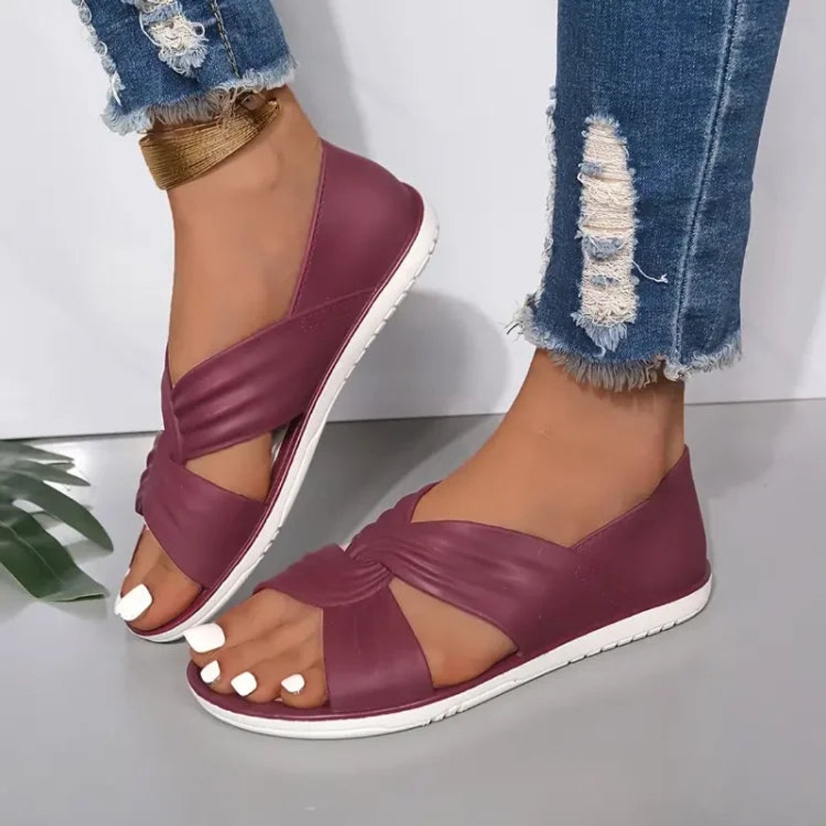 Delphine | Low Heel Silver Pink Metallic Sandals Summer Slip-On