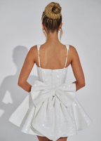 Camille | Pink White Sequin Satin Mini Dress Party Celebration