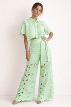 Fleur | Summer Jumpsuits Playsuits Two-Piece Wide-Leg Set — Green