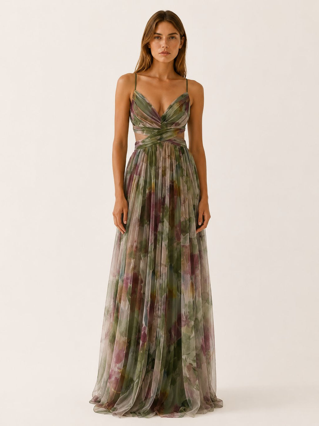 Cosima | Spring Summer Floral Maxi Wedding Guest Dress Petite Dresses — Green