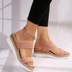 Sylvie | Pink Low Wedge Platform Heel Sandals for Women