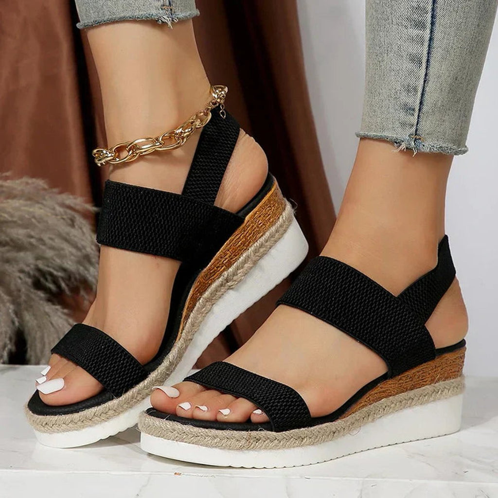 Sylvie | Pink Low Wedge Platform Heel Sandals for Women