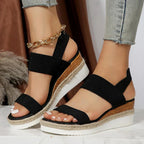 Sylvie | Pink Low Wedge Platform Heel Sandals for Women