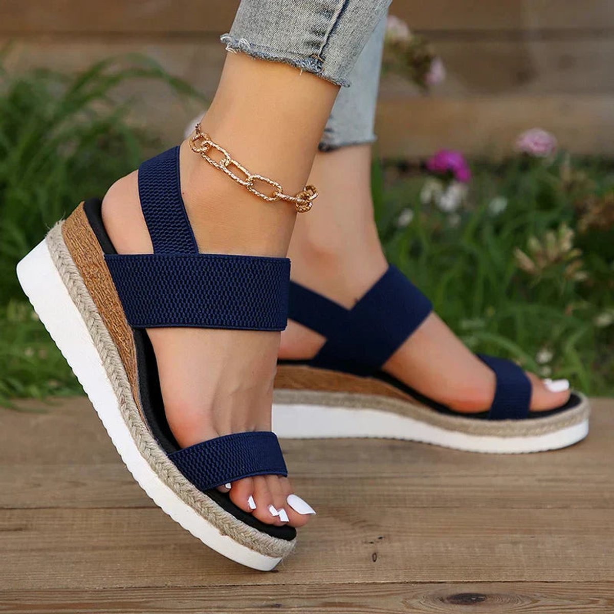 Sylvie | Pink Low Wedge Platform Heel Sandals for Women