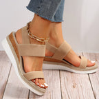 Sylvie | Pink Low Wedge Platform Heel Sandals for Women