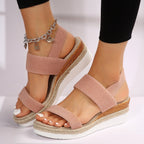 Sylvie | Pink Low Wedge Platform Heel Sandals for Women — Pink