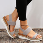 Sylvie | Pink Low Wedge Platform Heel Sandals for Women