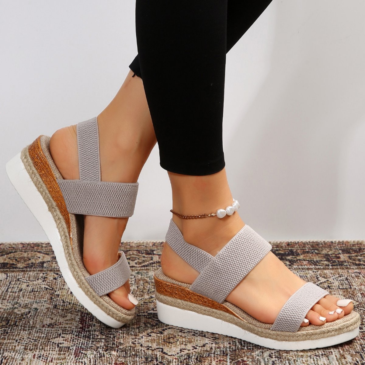 Sylvie | Pink Low Wedge Platform Heel Sandals for Women