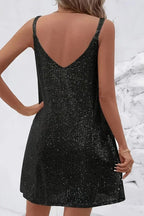 Sidonie | Strapless Sequin Mini Dress White Black Satin Cocktail